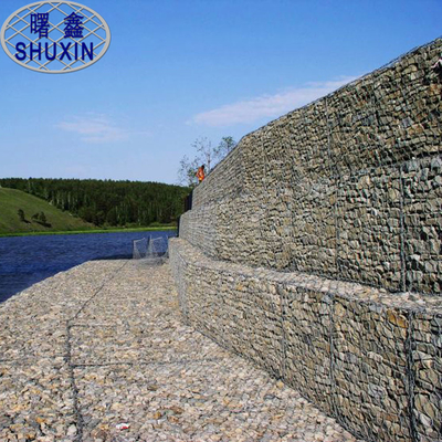 Galfan 2 * 1 * 1 M Gabion Wire Mesh Boxes Hexagon Retaining Wall Design