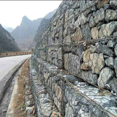 3 * 1 * 1m Steel Gabion Baskets Hot Galvanized Wire Mesh Untuk Peraturan Sungai