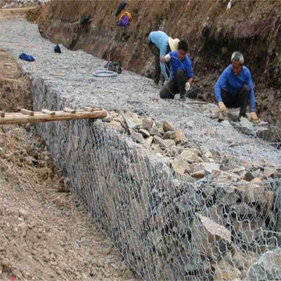 Keranjang Wire Mesh Gabion 5 * 1 * 1m Heksagonal Untuk Proyek Rekayasa Sungai