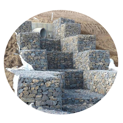 Dinding Penahan Tanah 1m X 1m X 1m Pagar Kotak Gabion Anyaman Tiga Putaran Lapisan Pvc Heksagonal